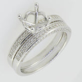 2 piece Set 14K White Gold Semi Mount Ring Setting Round RD 8x8mm Engagement - Syzjewelry
